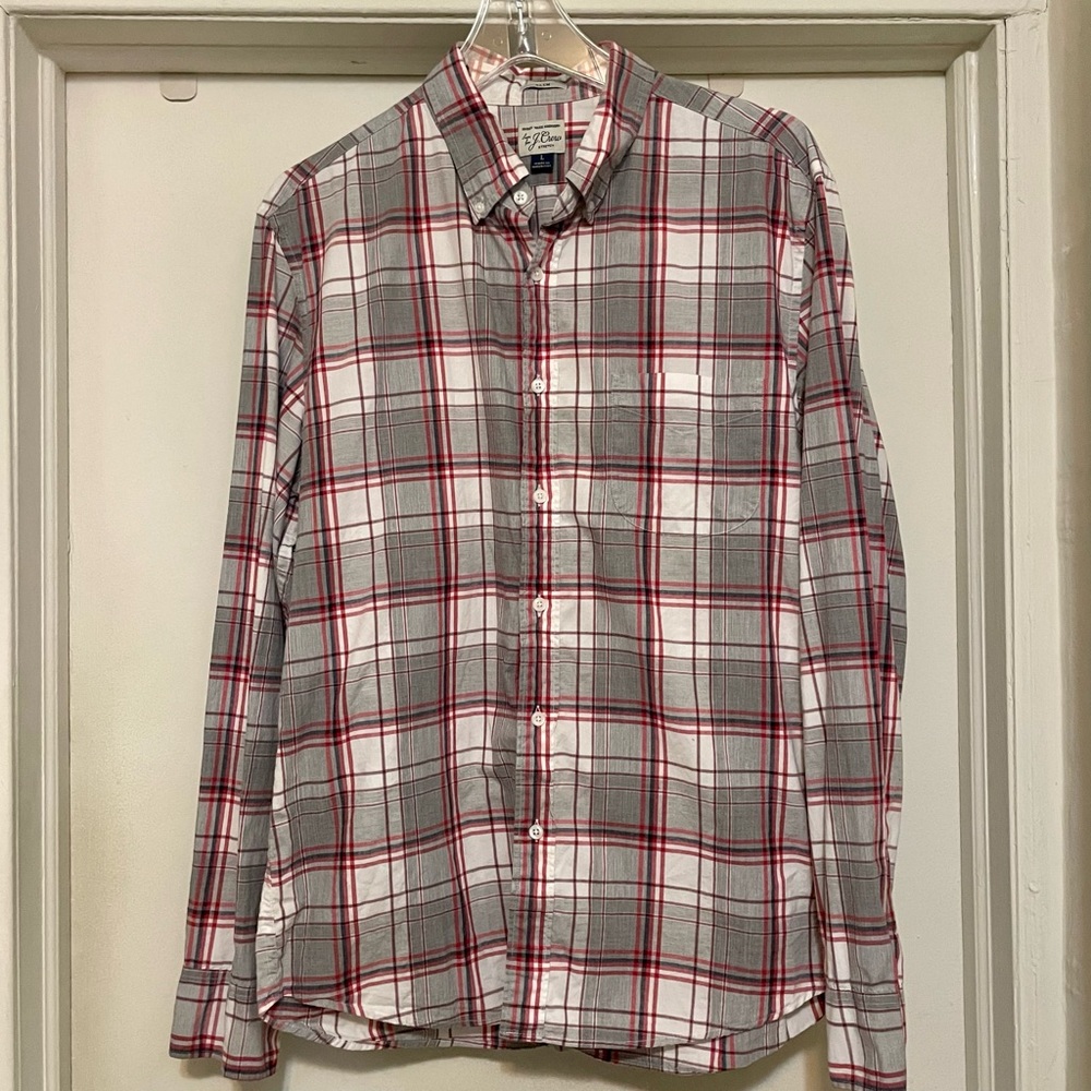 Men’s J. Crew Slim Plaid Button Down Shirt Size Large